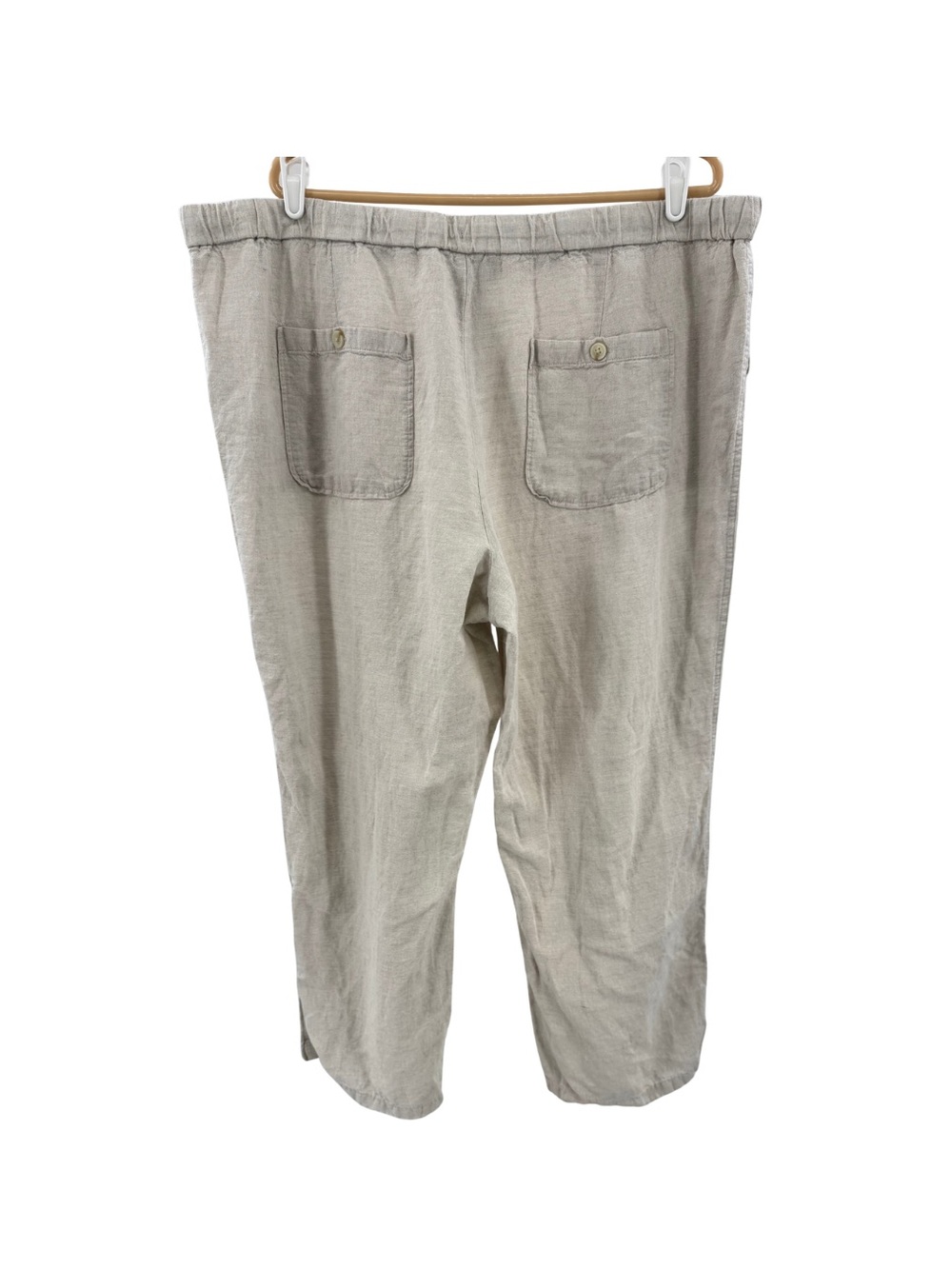 Liz Claiborne Light Khaki Cream Drawstring Linen-Blend Pants XXL casual neutral - Picture 2 of 11